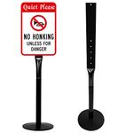 Mutualsign Parking Sign Post 48" Heavy Duty Cast Iron Parking Signs Stand, Movable Sign Stand for Hanging Signs, Black (30lbs-2 Packs)