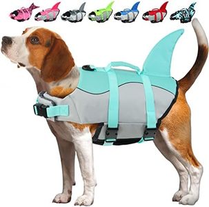 EMUST Dog Life Vest, Dog Life Jacket for Small, Medium, Large Dogs with Rescue Handle Flotation Vest Safety Lifesaver for Swimming Pool Beach Boating Water, (S, Turquoise)