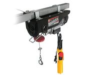 Warrior Winches Electric Hoist 250kg 240V with Wired Hand Remote Control – 18m Steel Cable, Overhead Lifting, Electric Pulley System, Power In & Out Motor, Ideal for Garage, Warehouses