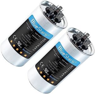 [UL Certified] BlueStars 2 Packs 45+5 uF 45/5 MFD 370V or 440V Round Dual Circular Run Capacitor CBB65 50/60 Hz - Compatible for AC Motor Run or Fan Start or Condenser Straight