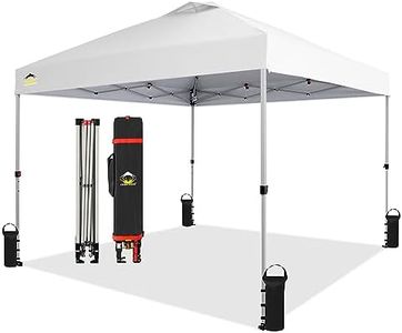 CROWN SHADES 10x10 Pop Up Canopy - Beach Tent with One Push Setup - Easy Outdoor Sun Shade for Events, Parties, Camping - Gazebo with STO-N-Go Cover Bag, Silver Coated Top, White