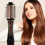 Urban Yog 3-In-1 Professional Volumizer Hot Air Brush (1200W), Hair Blow-Dryer, Straightener, Makes Hair Fluffy, Shiny In No Time, Gifts for woman, 1 Year Warranty - Golden, 1200 Watts