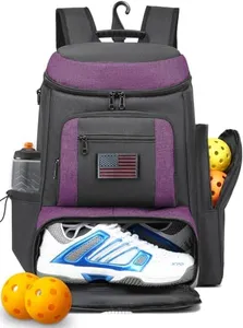 HAMBOLY Pickleball Bag for Men & Women, Large Pickleball Backpack with Shoes Compartment and Cooler, Fence Hook Design