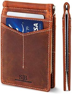 SERMAN Brands RFID Blocking Wallet Slim Bifold - Genuine Leather Minimalist Front Pocket Wallets for Men with Money Clip Gift, Canyon Red Rogue, Slim