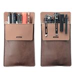 diodrio Pocket Protector, Leather Pen Pouch Holder Organizer, for Shirts Lab Coats, Hold 5 Pens, Keep Pens Inside When Bend Down. No Breaking of Pen Clip. Thick PU Leather, 2 Per Pack.