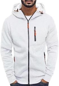 Chaqueta Sudadera Casual con Capucha y Cremallera Elegante para Hombre Sudadera con Capucha Decorada con Cremallera y Suéter de Color Sólido Slim Fit para Hombre