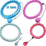 Fitness Detachable Hula Hoop Smart Silent for Women 2 in 1 Waist and Abdominal Workout Weight Loss, 24 Knots & 1lb Ball, Target Abs & Belly Fat, Spinning Experience, Adjustable Infinity Perfect Core