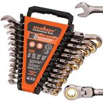 HORUSDY 12-Piece SAE Flex-Head Ratcheting Wrench Set Set with Organizer | 1/4” to 7/8“ Ratchet Combination Wrenches Set | 72-Teeth | Chrome Vanadium Steel