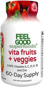 FeelGood Superfoods Vita Fruits and Veggies Dietary Supplement Capsules Made from 25 Superfood Ingredients, Fruit and Vegetable Multivitamin, 60 Count