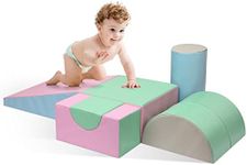 M HI-Mat Soft Climb and Crawl Activity Play Set，Safe Soft Foam Block for Preschoolers,Toddlers, Baby, Kids Crawl and Climb (Pink)