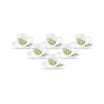 La Opala Diva, Opal Glass Crockery | Cup & Saucer Tulip Regular, Set of 12 | Autumn Shadow, 160 ml | for Tea & Coffee | Microwave Safe | 100% Vegetarian | Extra Strong | Super Light | Super White