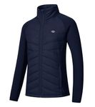 MoFiz Women Thermal Hybrid Hiking Jacket Lightweight Full Zip Golf Sports Soft Outdoor Outfits Winter Down Jacket Navy,S