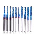 SainSmart Genmitsu 10Pcs Nano Blue Coat End Mill CNC Router Bits, 1.5-3.175mm, 1/8" Shank