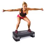 JAXPETY 27'' Fitness Aerobic Step Adjust 4" - 6"Exercise Stepper with Risers Home Gym (Black + Gray)