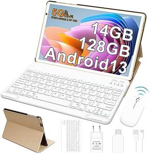 FACETEL Tablette Android 13 Tablette 10 Pouces Tablette Tactile 14Go RAM + 128Go ROM(TF/1To) Octa-Core 2.0 GHz丨 5G WiFi+Bluetooth 5.0丨8000mAh丨Caméra 5MP + 8MP丨IPS FHD Écran | Tablette avec Clavier-Or