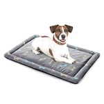 Allisandro Dog Bed Cat Mat 80x60cm Washable Crate Mattress Soft Non Slip Pet Fleece Cushion Pad Grey