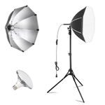 Softbox Photography Lighting Kit, NiceVeedi 20" Softbox Lighting Kit with 65W E27 Socket 5400K Bulbs & 63" Tripod Stand, Studio Light Kit for Photography Portraits Advertise Shooting, Video Recording