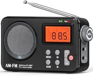 FM AM Radio, Portable Small Transistor Radio with Large Display, Timing Function, Alarm Clock, Loud Speaker with USB Power Supply/Battery Operated
