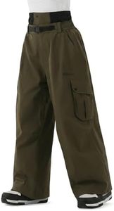 HIGH EXPERIENCE Snowboard Pants for Women Men Baggy Ski Pants Snow Loose Warm Insulated Winterproof Waterproof (Army Green, Small)