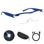 NZQXJXZ Magnifying Glasses with Light, 200% Magnification, USB Rechargeable LED Lighted Magnifying Glass, Anti Blue Light, Hands Free Head Magnifier Eyeglasses for Close Work, Hobbies, Reading, Craft