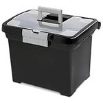 Sterilite 18719004 Portable File Box Black Lid and Base See-Through Storage Lid with Titanium Handle and Latch 4-Pack