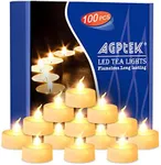 AGPtEK Tea Lights with Flicker,100 Pack Flickering Flameless LED Candles Battery Operated Tealight Candles Long Lasting Tealight for Wedding Holiday Party Home Decoration(Warm White)
