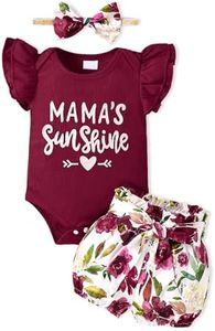 PaPaai Sara Baby Girl Clothes Newborn Infant Girl Outfit 0-3 Months Girls Clothes Mama's Sunshine Hospital Outfits Baby Girls Romper Ruffle Sleeve Floral Bottom