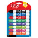 Berol Dry Wipe Whiteboard Marker Pens | Bullet Tip | Assorted Colours | 8 Count Dry Erase Markers