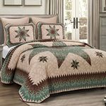 Donna Sharp Contemporary Quilt Bedding Set with Sea Breeze Star Design - 3-Piece King Size Quilt Set, Includes Quilt, and Two Pillow Shams Perfect for Rustic Decor