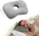 Swaycy Ear Piercing Pillow with an Hole for CNH and Ear Pain Inflammation Pressure Sores for Side Sleepers, Cotton and Polyester Side Sleeper Pillow, Washable and Adjustable Ear Guard Pillow, Gray