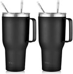 mininoo 40oz Insulated Tumbler With Lid and Straws, Stainless Steel Double Vacuum Leak Proof Coffee Tumbler With Handle(2 pack)