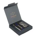 Parker Gift Set | Vector Special Edition Chrome Trim Roller Ball Pen with Parker Keychain | Ideal for Gifting | Elegant Gift for Any Occasion