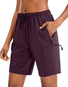 SANTINY Women's 5''/ 7''/9'' Hiking Cargo Shorts Quick Dry Lightweight Summer Shorts for Women Athletic Zipper Pockets(Dusty Purple_M)