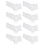 8 Packs 90 x 132 Inch Tablecloth, White Polyester Table Cloth for 6ft Rectangle Tables, Stain and Wrinkle Resistant Washable Fabric Table Cover for Wedding Banquets Parties Buffet Dining Table