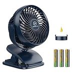 LEMOISTAR AA Battery Operated Fan, 5 Inch Clip on Desk Fan, 4 Speeds, Ultra Quiet, Portable USB Powered Personal Fan, Wireless, for Camping, Home, Bedroom Outdoor(3*AA Batteries Included)