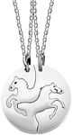 Uloveido White Stainless Steel Animal Horse Shape Matching Necklace Yin Yang Puzzle Pendant Couple Jewelry Set of 2 for Best Friends Lover Sisters Y1142