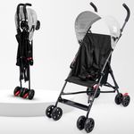 BeyBee Travel-Friendly Light Weight Baby Stroller and Buggy|Poratble Trolly for Newborn Kids with 5 Point Safety Harness|Pre Installed with Canopy|Easy Foldable Boys/Girls Age 0-3 Years (Grey)