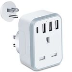 TISHOW UK to US Plug Adaptor,USA Travel Adapter with 3 USB Ports and 1 Type C,American Plug Adapter UK to US,5 in 1 US USA Travel Adapter from UK to USA,Thailand,Mexico,Canada,Colombia (Type B)