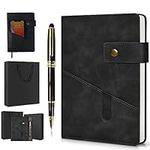 Black A5 Lined Leather Journal Note
