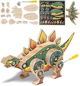 DIY Wooden Kit with Stickers - Dinosaur Toys for Kids for 7-12 Yrs - Dinosaur Toy Woodworking Kits for Kids - Wood Crafts for Kids - Kids Building Kit - Wooden Crafts for kids (Stegosaurus)