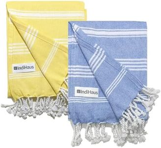 IndiHaus - Premium Large Cotton Towels For Bath (150Cm X 85Cm)|Soft,Absorbent And Comfortable Towels For Bath Large Size|Quick Dry Gym,Travel&Bath Towel [ Sunshine Yellow&Blue ,Set Of 2],250 TC