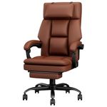 HapGIFT Office Chair, Ergonomic Office Chair with Thickened Cushion & Lumbar Support, Big and Tall Desk Chair with footrest, Executive Office for Large Heavy Duty People, 300Lbs, Gift, Brown