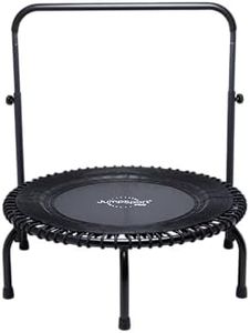 JumpSport 350 PRO Indoor Heavy Duty Lightweight 39-Inch Fitness Rebounder Adults Trampoline with Sporty Steel Handle Bar Accessory for Workouts, Black