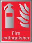 VSafety Fire Equipment-Fire Extinguisher Sign - 200mm x 300mm - 3mm Brushed Alu Comp