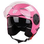 Steelbird GT Dashing ISI Certified Open Face Helmet for Men and Women with Inner Sun Shield ( Dual Visor Mechanism ) (Large 600 MM, Dashing Pink)