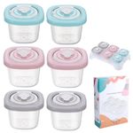 Fentar 6pcs Baby Food Storage Containers, Baby Weaning Pots with Date Marker, Leakproof Toddler Snack Pot with Sealing Ring, Baby Food Pots, Cute Weaning Pots with Storage Tray Freezer/Microwave Safe