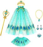 BesJonie Princess Dresses for Girls,Princess Dress Up Clothes Cape Skirt Toys for 3 4 5 6 Year Old Girl Birthday Gift Ideas (Peacock Princess)