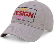 Custom Embroidered Hat Polo Style Unisex Adjustable Unstructured Cotton Cap Your Own Image Logo and Text (Light Grey, 1)