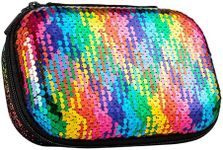 ZIPIT Sequin Pencil Box, Cute Storage Case for School Supplies, Holds Up to 60 Pens, Secure Zipper Closure, Rainbow, Sequin