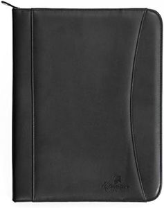 Professional Executive PU Leather Business Resume Portfolio Padfolio Case Organizer with iPad Mini or Tablet Sleeve Holder, Zippered Binder, Paper Pad, Card Holders, Document Folder - Black